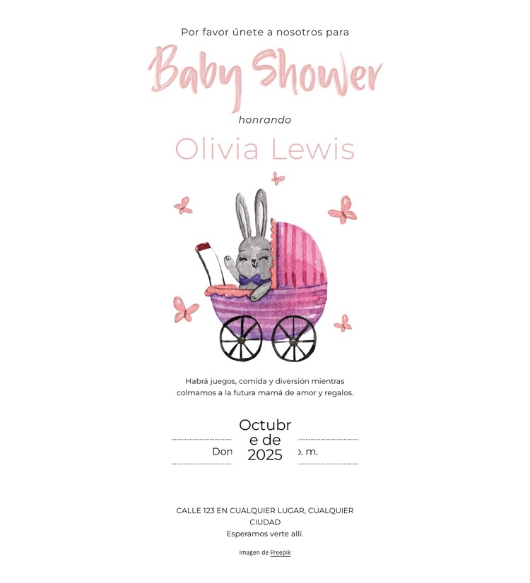 Invitación de baby shower Plantilla de sitio web