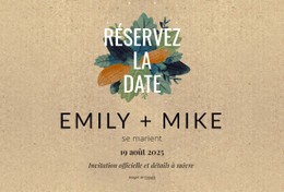 Carte Postale « Save The Date » Avec Des Feuilles Modèle CSS