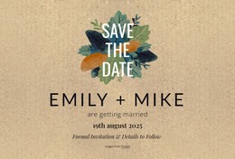 Save The Date Postcard With Leaves