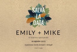 Cartolina "Salva La Data" Con Foglie