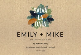 Cartolina "Salva La Data" Con Foglie