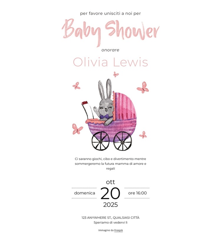 Invito al baby shower Modello di sito Web