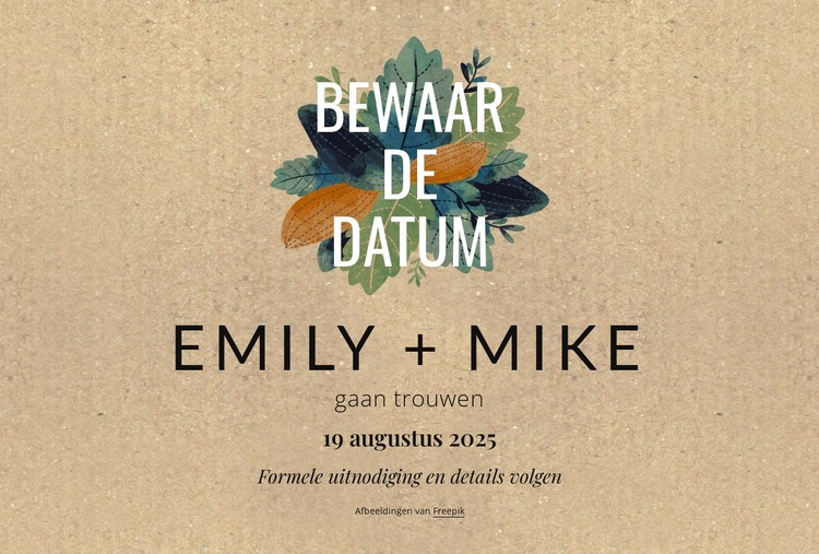 Save the date ansichtkaart met bladeren HTML-sjabloon