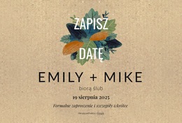 Zapisz Datę Pocztówka Z Liśćmi Szablon Witryny Sieci Web