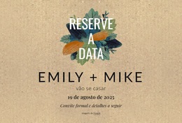 Cartão Postal Com Folhas Para Salvar A Data