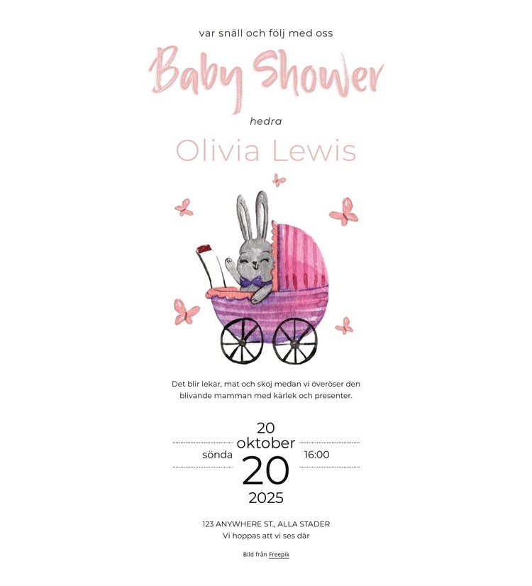Babyshower-inbjudan Mall