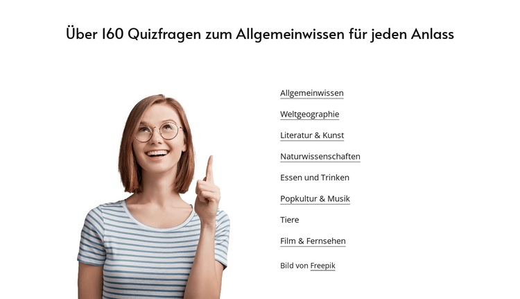 General knowledge quizzes Website-Vorlage