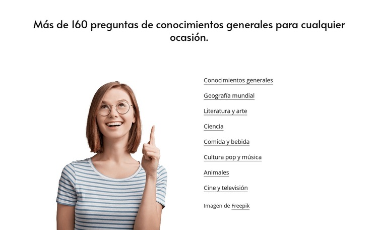 General knowledge quizzes Plantilla de sitio web