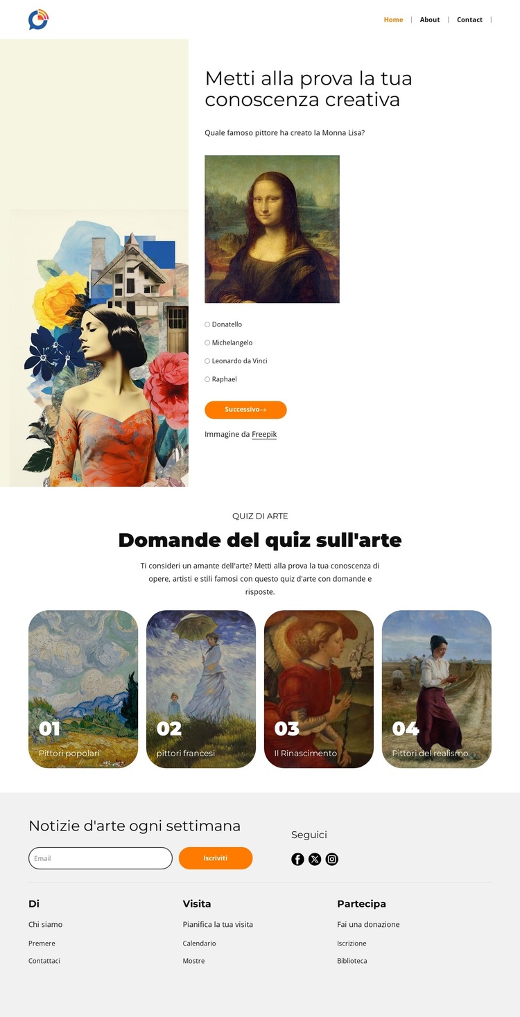 Domande sulla ricerca artistica Modello di sito Web