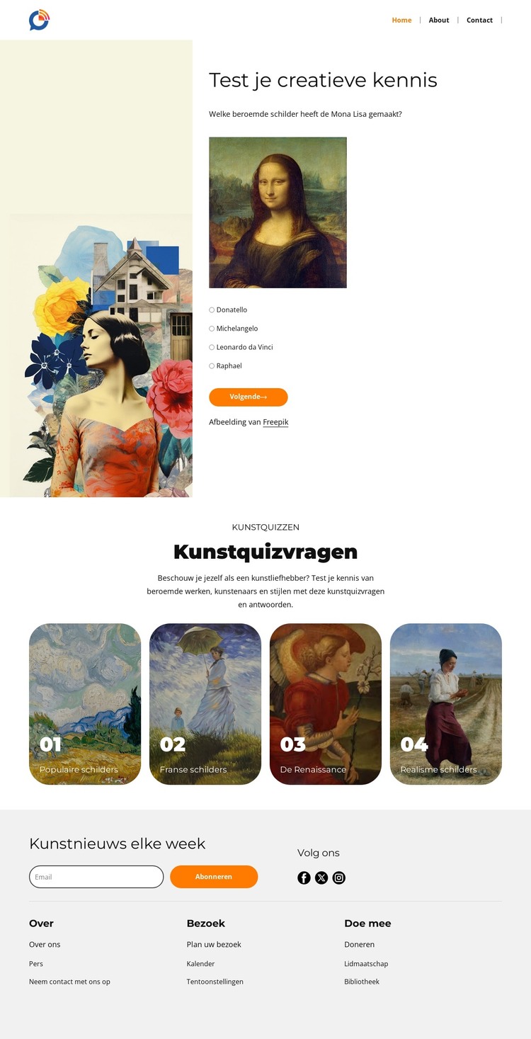 Kunstzoektochtvragen HTML-sjabloon