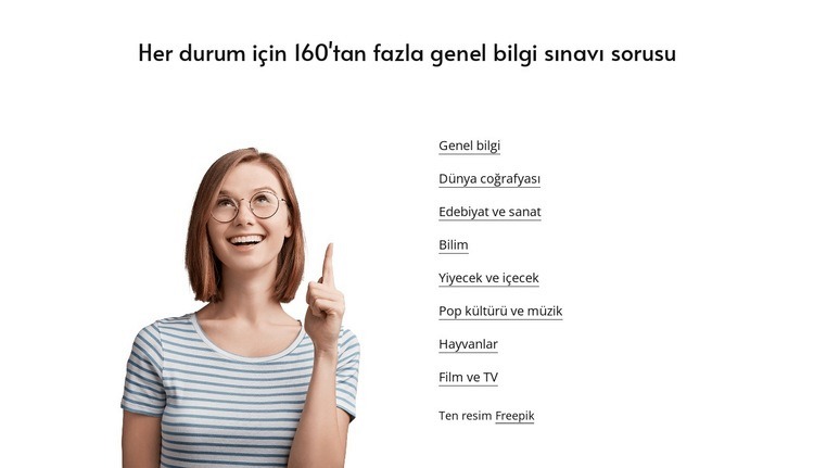 General knowledge quizzes Bir Sayfa Şablonu