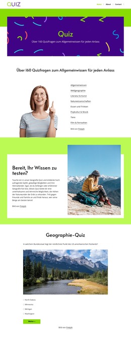 Geographie-Quizfragen HTML-Vorlagen