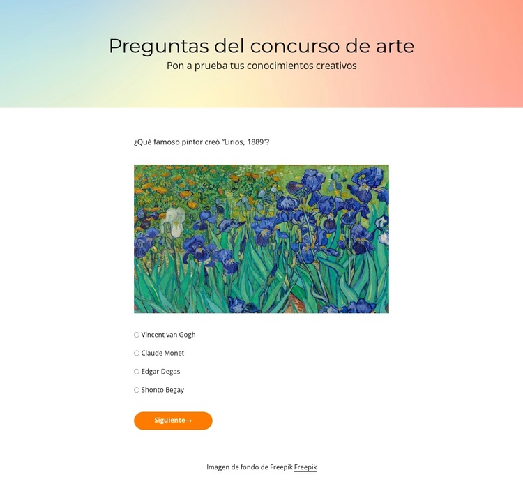 Desafío de cuestionario de arte Tema de WordPress