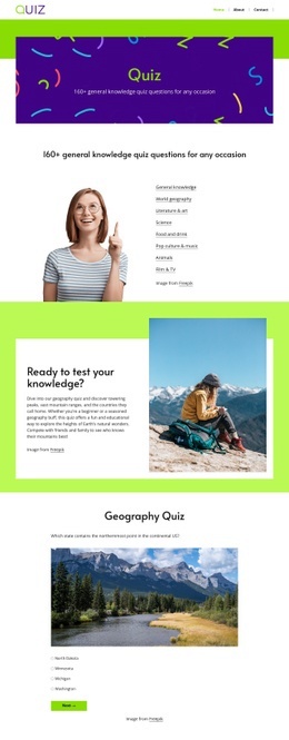 Geography quiz questions - Html Code Example by Nicepage