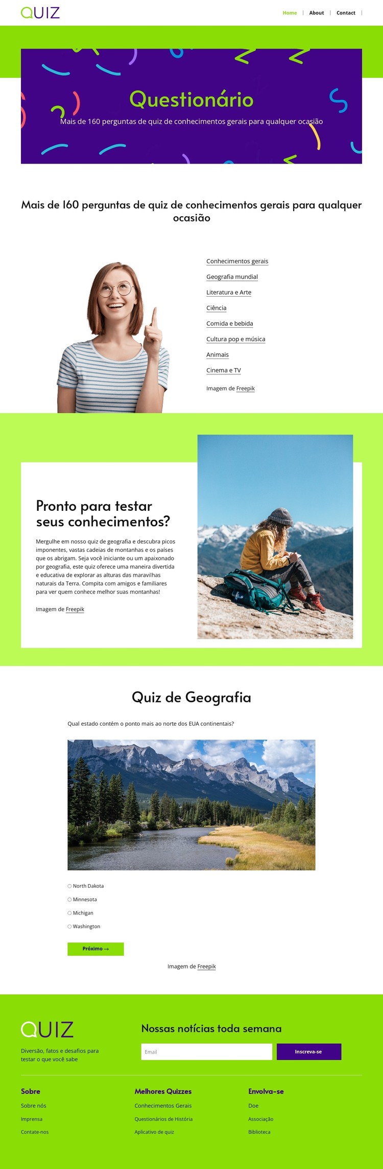 Perguntas do quiz de geografia Template CSS