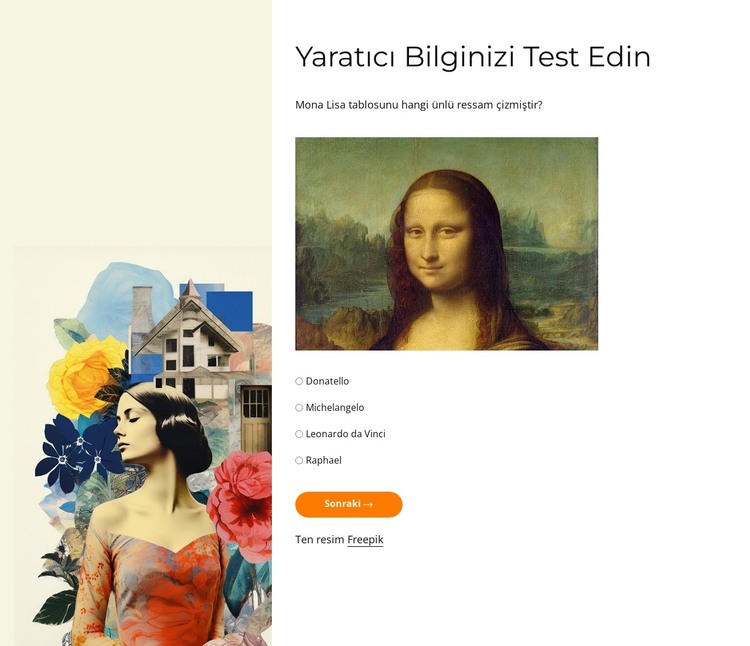 Yaratıcı bilginizi test edin HTML Şablonu