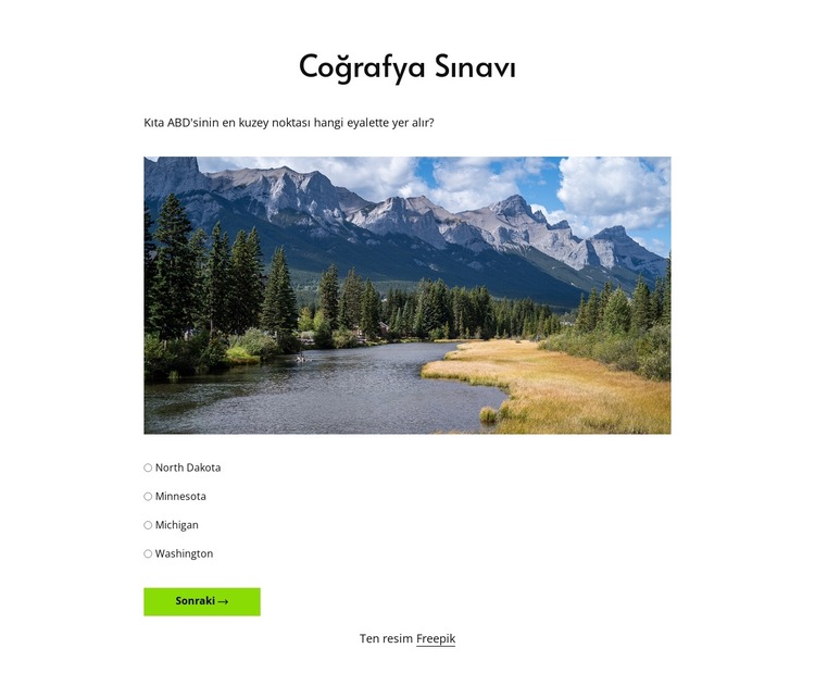 Coğrafya becerilerinizi test edin Web Sitesi Şablonu