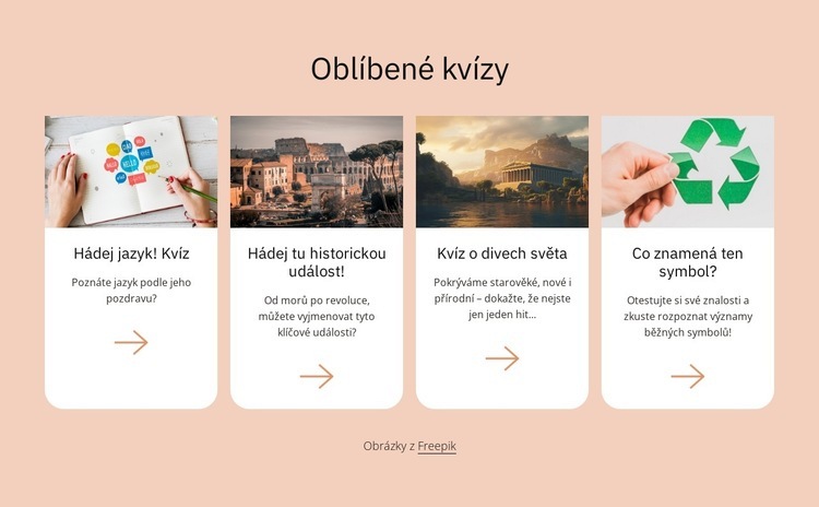 Oblíbené kvízy Šablona webové stránky