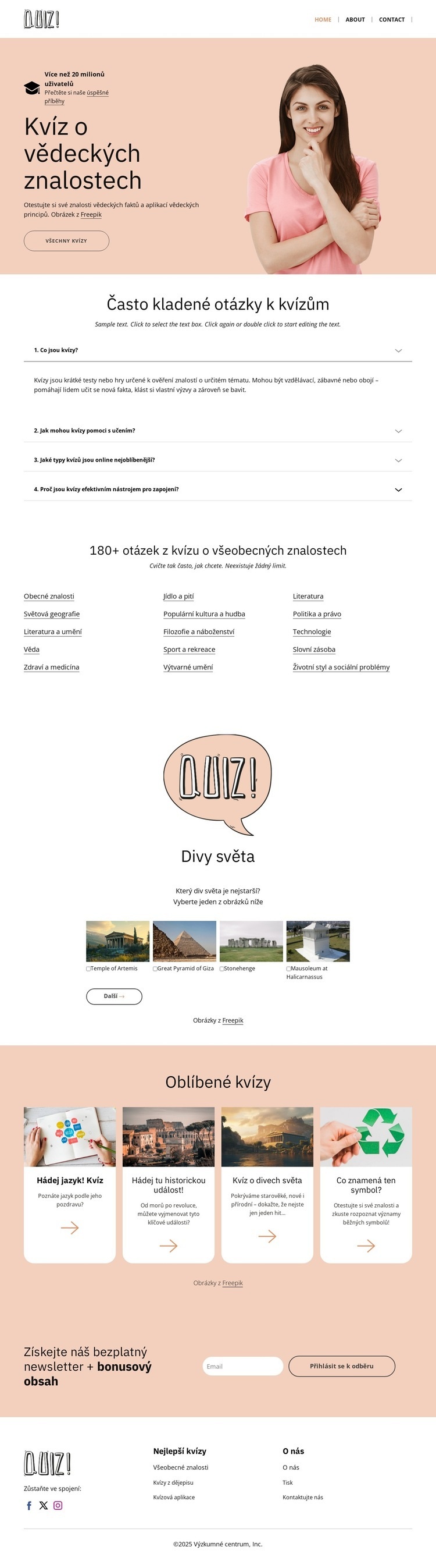 Zpochybněte své vědecké znalosti Šablona webové stránky