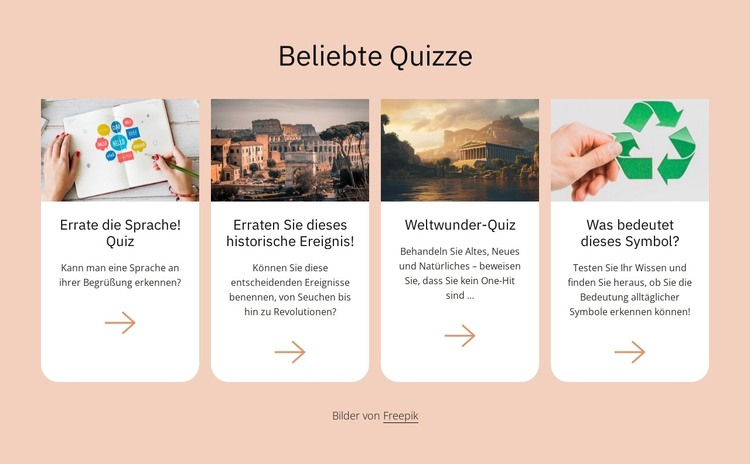 Beliebte Quiz HTML-Vorlage