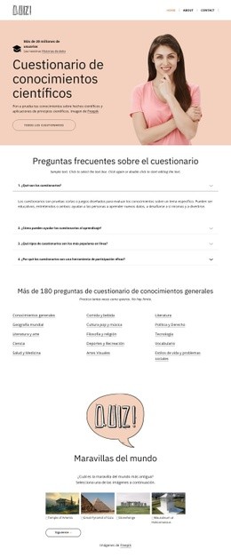 Pon a prueba tus conocimientos científicos Maquetas de sitios web