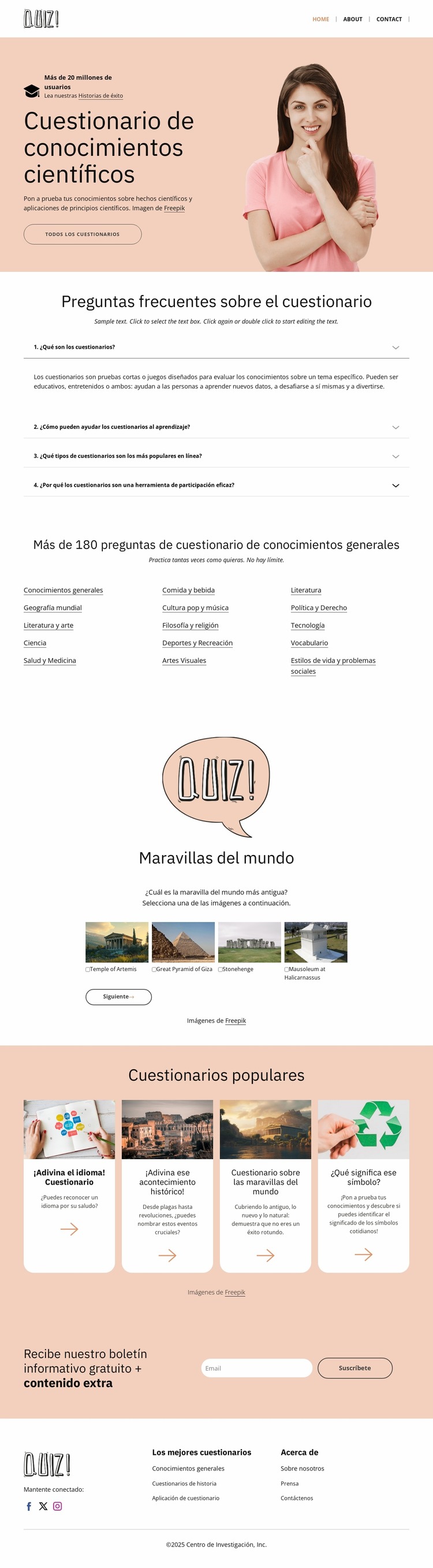 Pon a prueba tus conocimientos científicos Plantilla Joomla