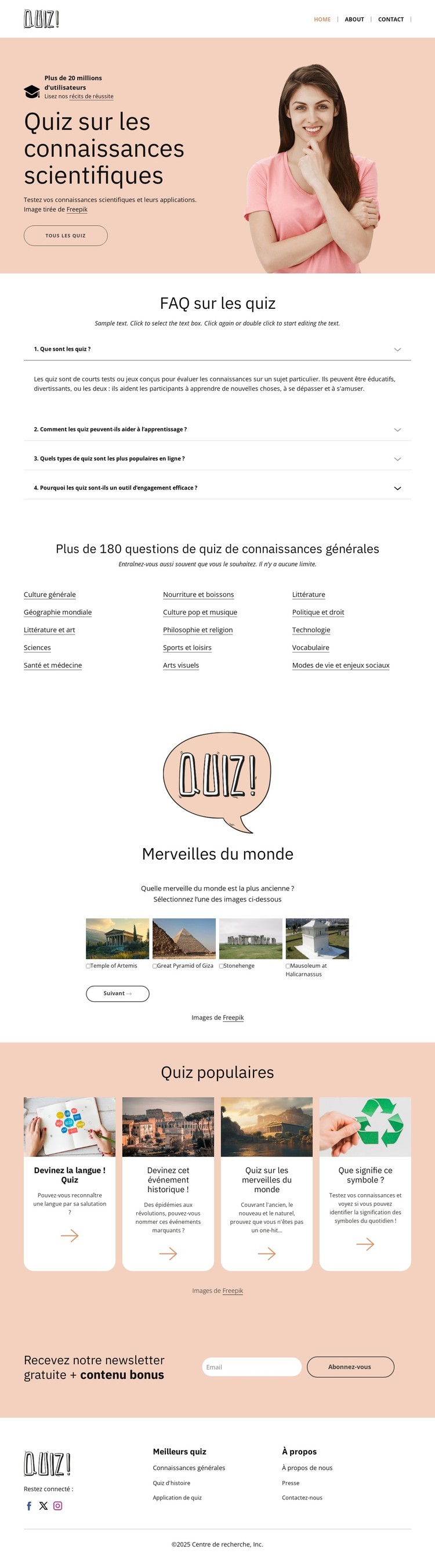 Mettez vos connaissances scientifiques au défi Modèle CSS