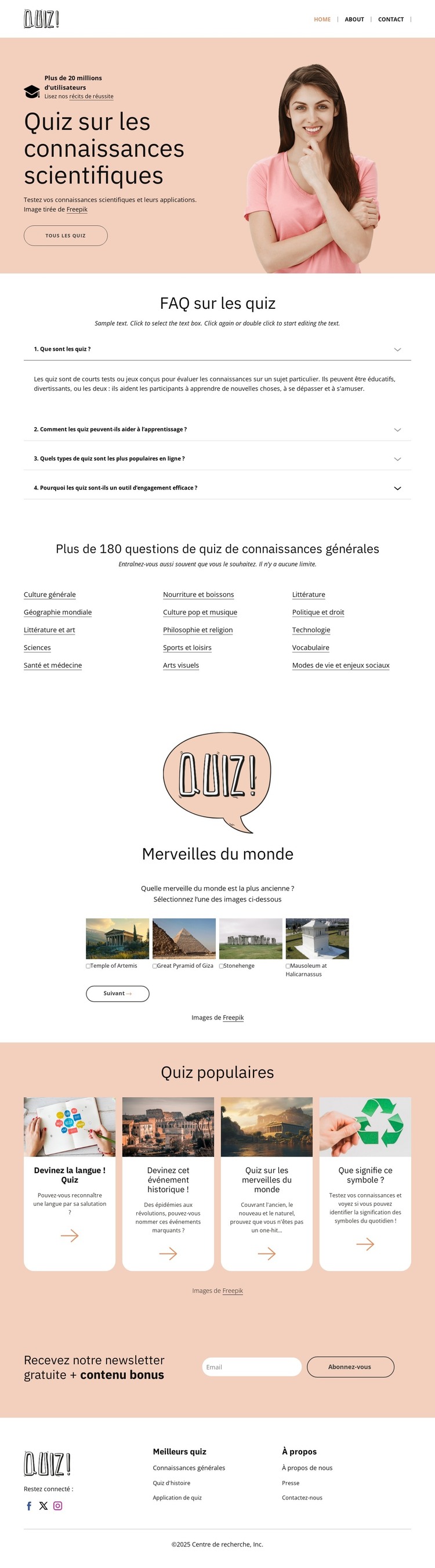 Mettez vos connaissances scientifiques au défi Modèle HTML