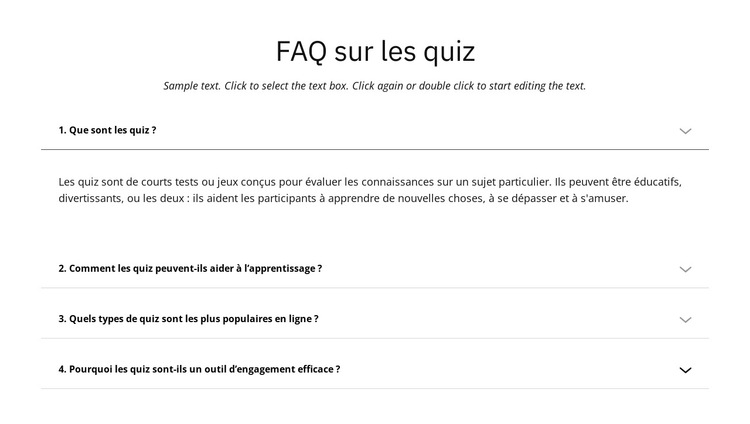 FAQ sur le quiz Modèle de site Web