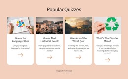 Web Page For Popular Quizzes