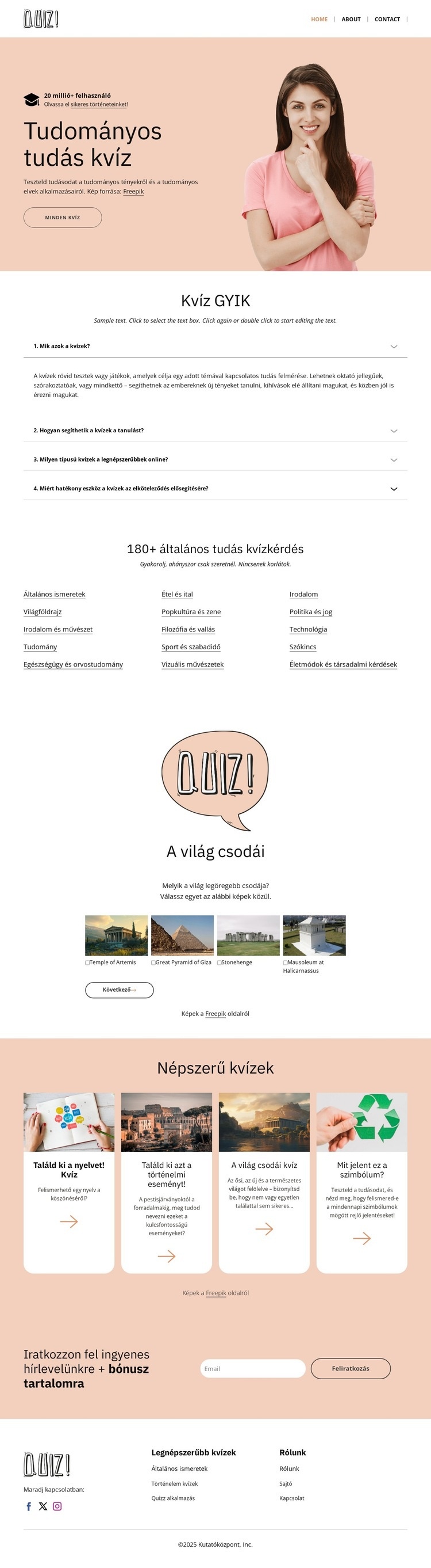 Tedd próbára tudományos tudásodat Weboldal sablon