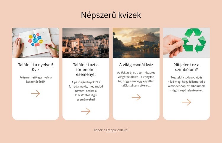 Népszerű kvízek Weboldal tervezés