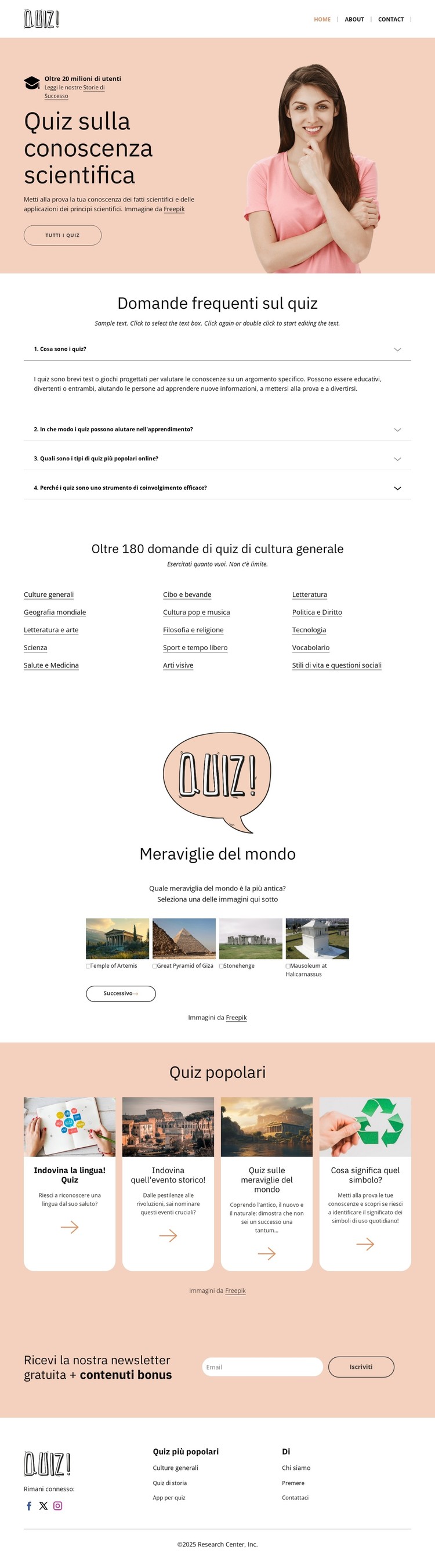 Metti alla prova le tue conoscenze scientifiche Modello CSS