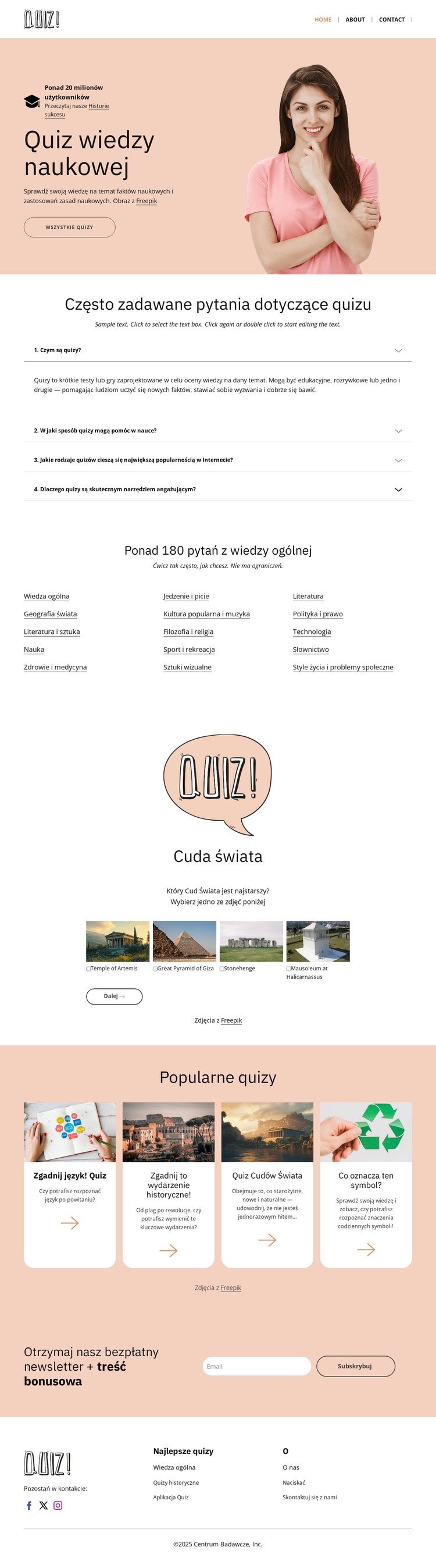Sprawdź swoją wiedzę naukową Szablon CSS