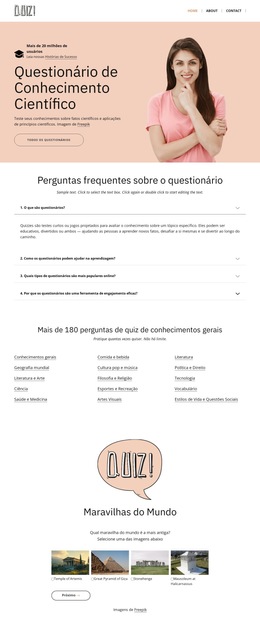 Desafie seu conhecimento científico Modelos de site