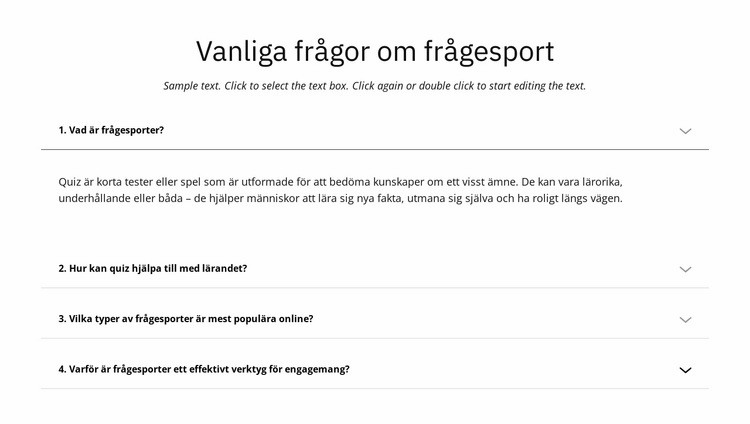 Vanliga frågor om frågesport HTML-mall