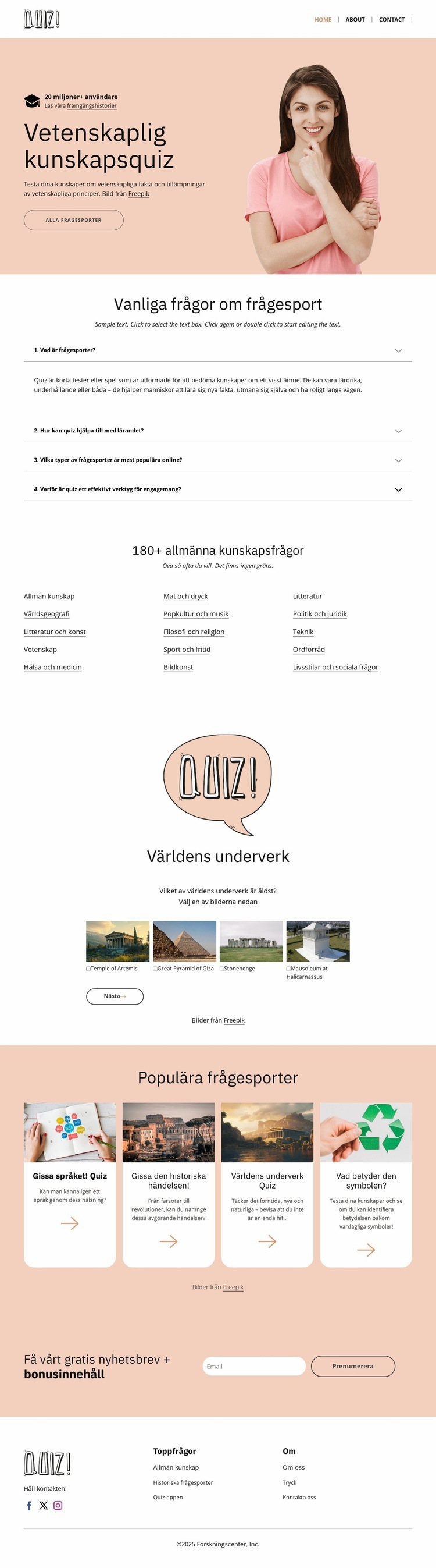 Utmana dina vetenskapliga kunskaper HTML-mall