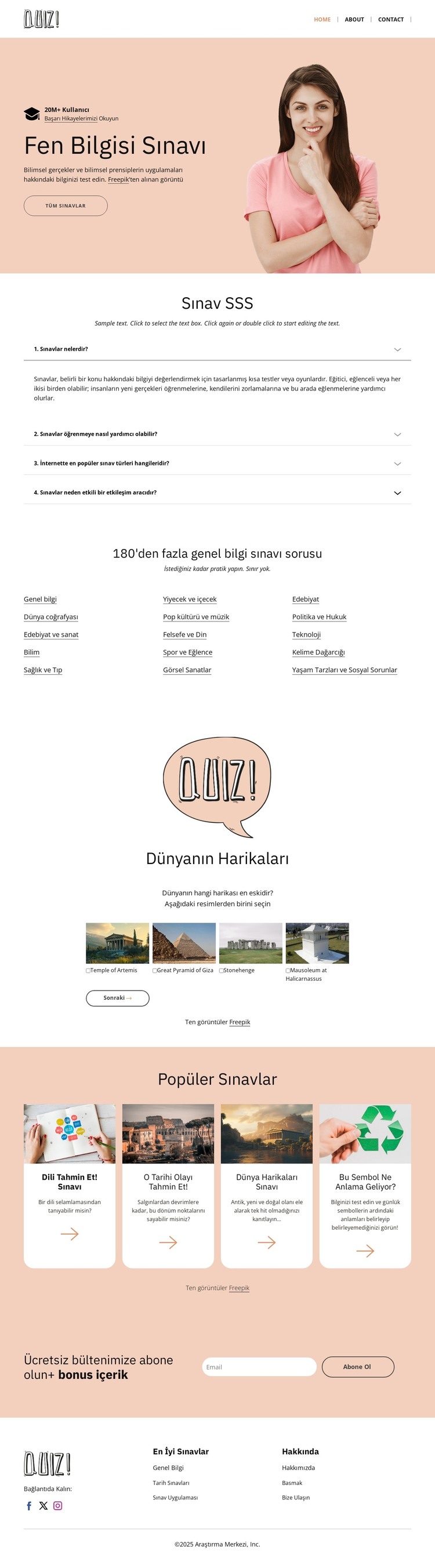 Bilimsel bilginizi test edin HTML Şablonu