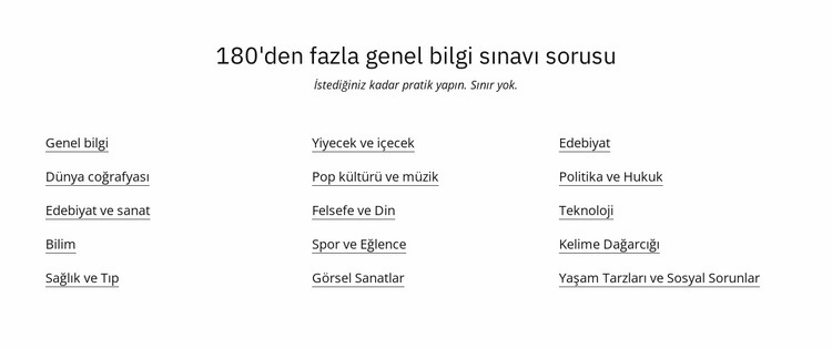 180 sınav sorusu Şablon