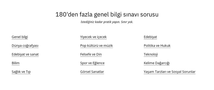 180 sınav sorusu Web Sitesi Şablonu