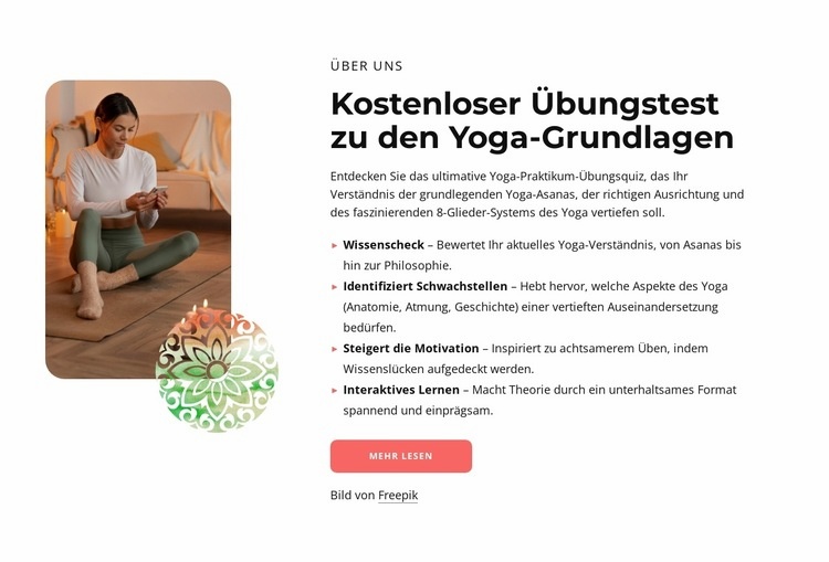 Kostenloser Übungstest zu den Yoga-Grundlagen HTML5-Vorlage