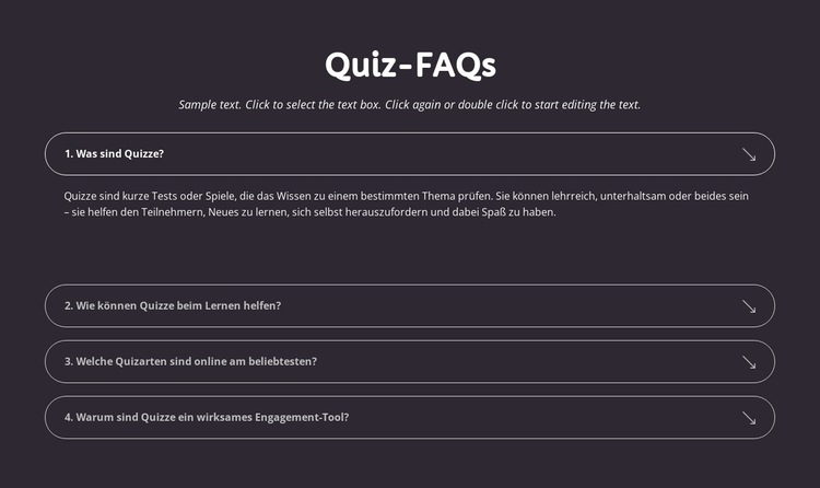 Quiz-FAQs Website-Vorlage