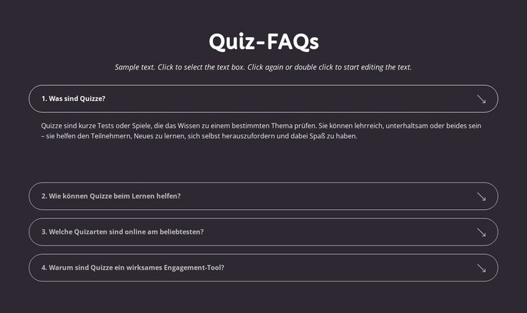 Quiz-FAQs Landing Page