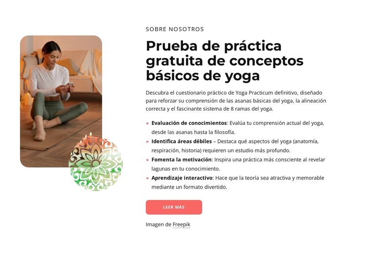 Prueba de práctica gratuita de conceptos básicos de yoga Plantilla CSS