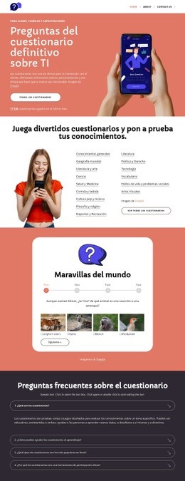 Juega divertidos cuestionarios Plantillas de una página