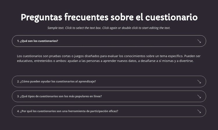 Preguntas frecuentes sobre el cuestionario Plantilla de una página