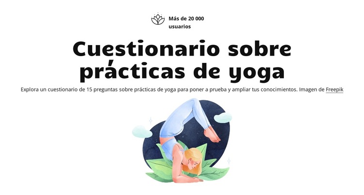 Cuestionario de práctica de yoga Plantilla de sitio web
