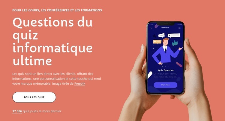 Questions du quiz ultimes Conception de site Web