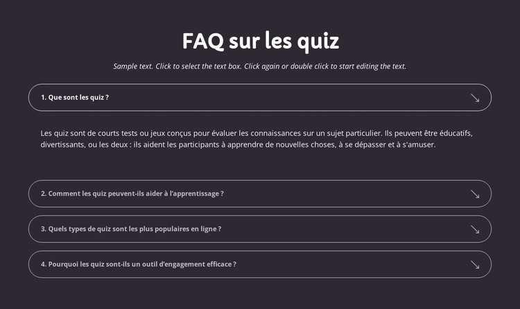 FAQ sur les quiz Maquette de site Web