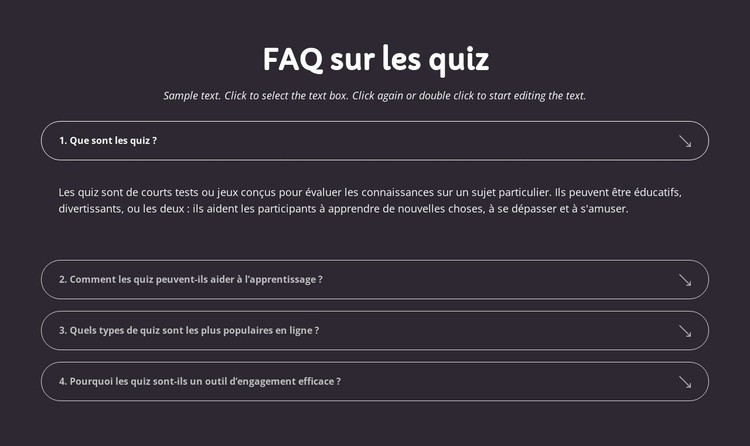 FAQ sur les quiz Modèle